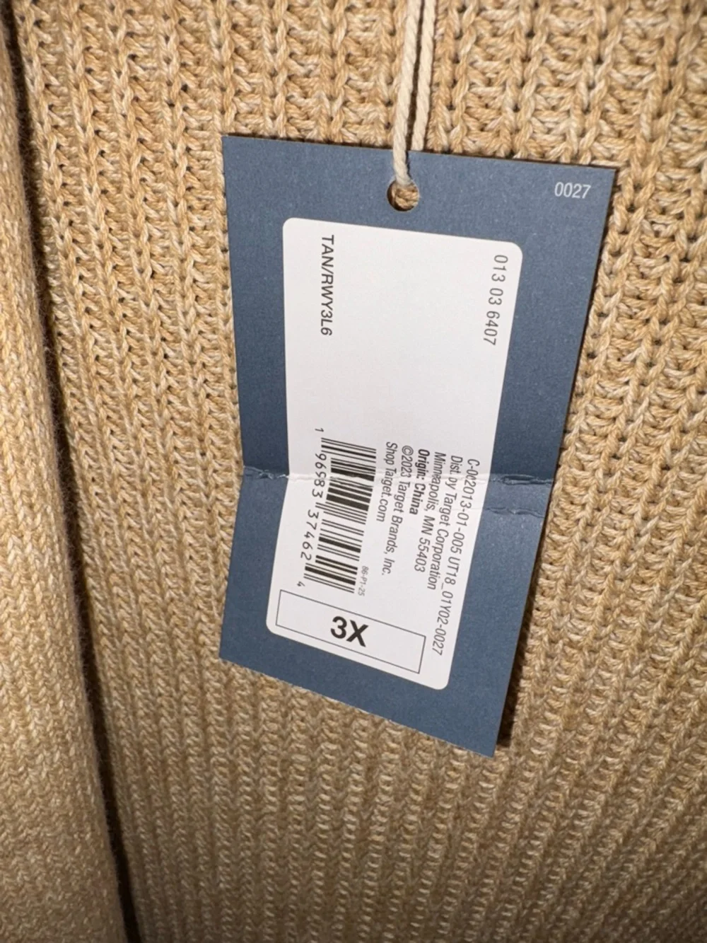 NWT Universal Thread Open-Front Tan/Cream Ribbed Cardigan - Picture 3 of 4